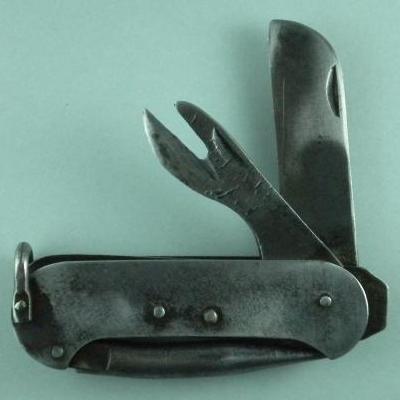 Unmarked all metal canoe body clasp knife by Tatham